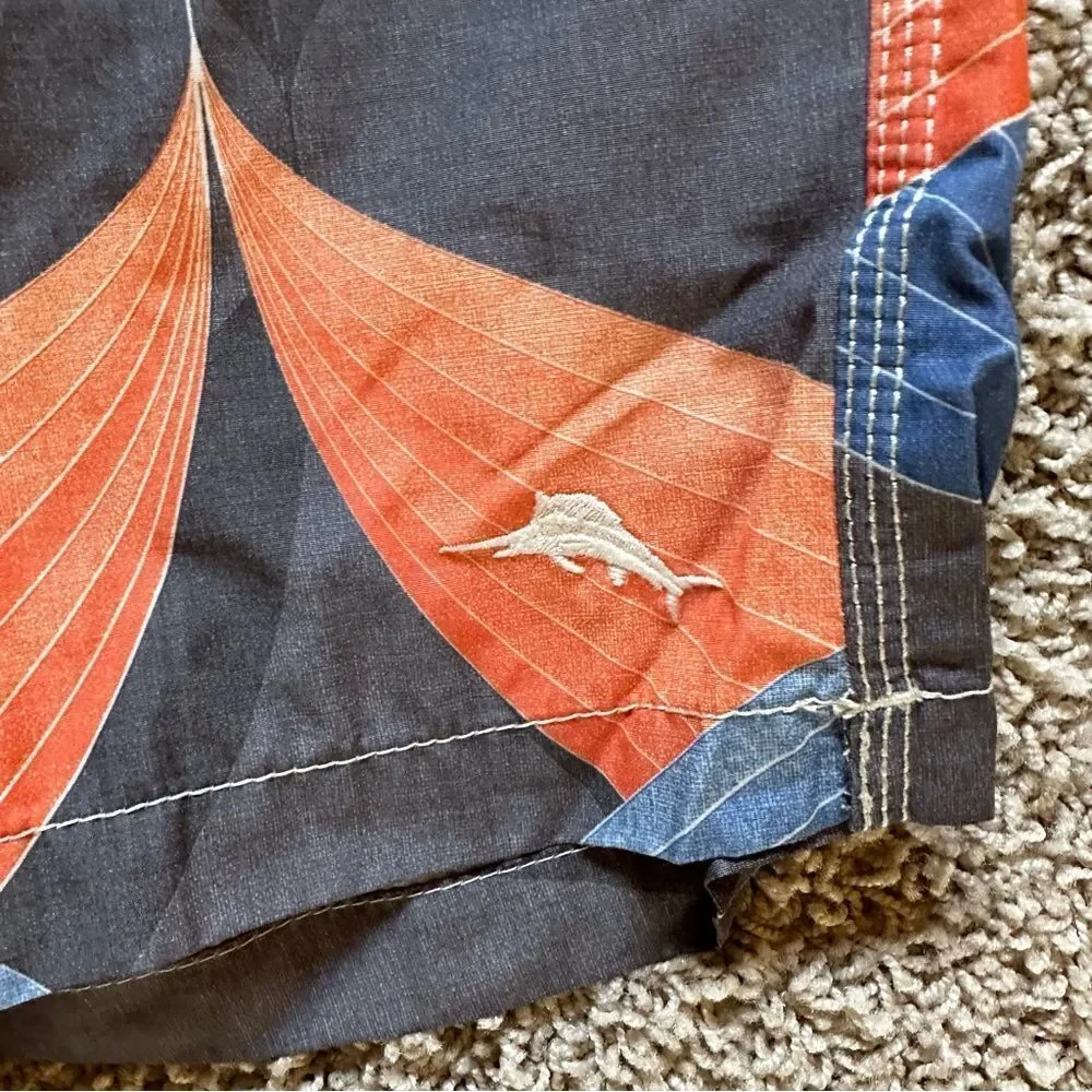 Tommy Bahama Relax Mens MEDIUM GREY ORANGE BLUE Board shorts Swim Trunks